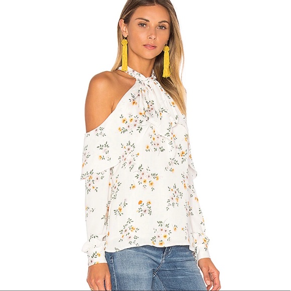 Revolve L’academie | Tie Neck Cold Shoulder Blouse - Picture 3 of 8